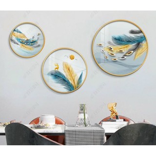Tranh tráng gương tròn combo 3 bức 🍀 SALE HỦY DIỆT🍀 tranh bộ 3 bức treo phòng khách