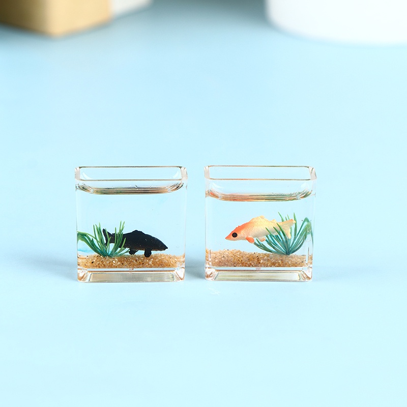 Bộ 2 Mô Hình Cá Vàng Mini Bằng Nhựa Trong Suốt Dùng Trang Trí