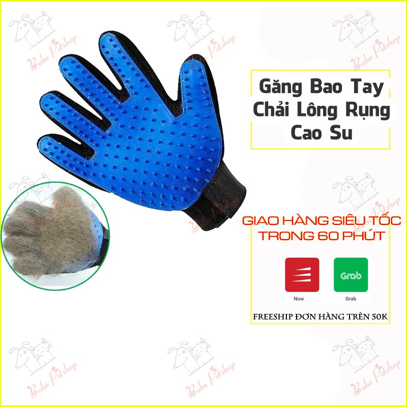 Găng Tay Bao Tay Chải Lông Cho Chó Mèo Tại Nhà Lược Bớt Lông Cho Chó Mèo Mùa Rụng Lông Không Đau - Bobo Pet Shop Hà Nội