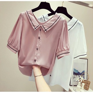 [Freeship] Áo Sơ Mi Nữ Dài Tay Công Sở Cổ Tròn Style Hàn Quốc giá rẻ