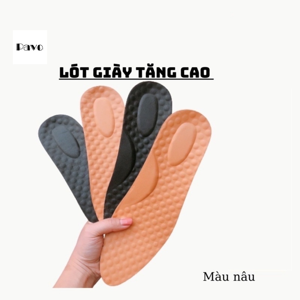 Lót giày tăng cao 3Cm mặt da chất liệu đế PU êm chân(1 Đôi)