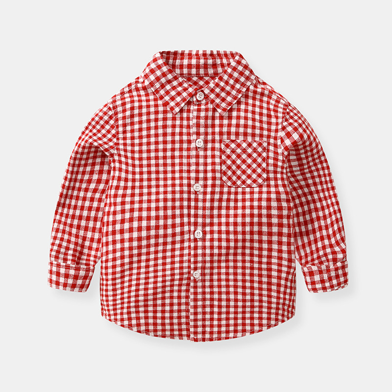 Áo Sơ Mi Tay Dài Sọc Ca Rô 4 Màu Thời Trang Xuân Thu 2023 Cho Bé Trai