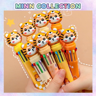 Bút bi bấm 10 màu mực, bút bi hình gấu nhiều màu, cún shiba đáng yêu, đồ dùng học tập dễ thương