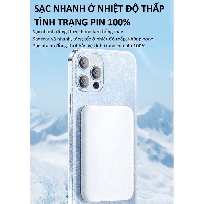 Sạc Dự Phòng Không Dây Từ Tính Sạc Nhanh Pin 5000mah Mini Hỗ Trợ Cho Iphone 8/X/11/12/13/pro/Max