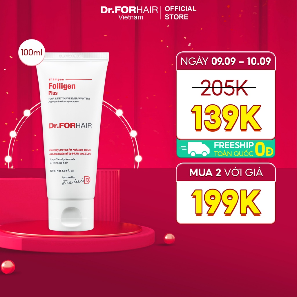 Dầu gội ngăn rụng tóc, dầu gội làm sạch gàu, kích thích mọc tóc Dr.ForHair Folligen Plus Shampoo 100ml