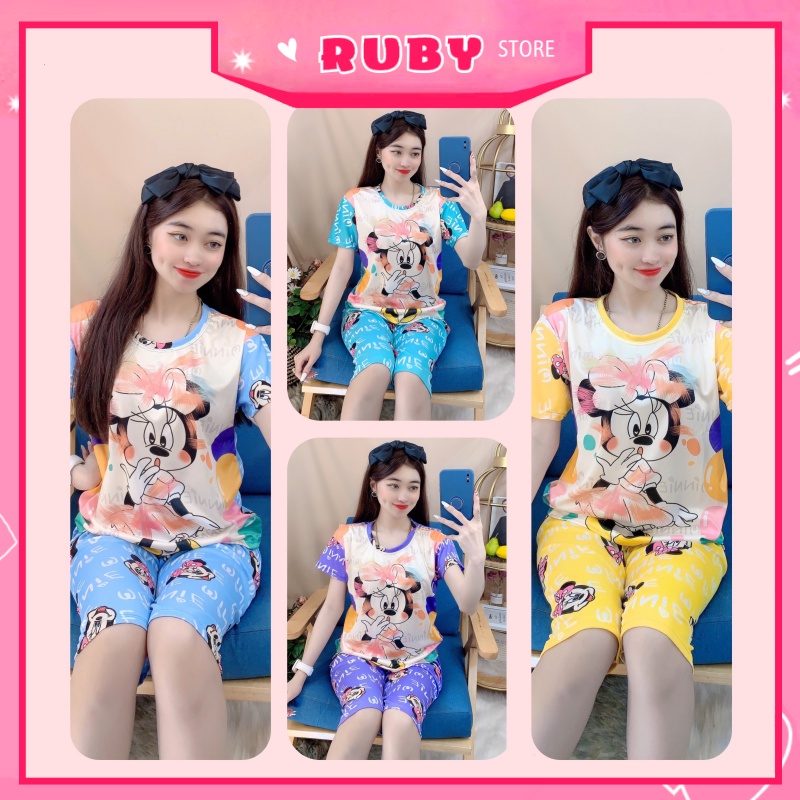 Đồ bộ nữ mặc nhà in hình Minnie đáng yêu chất thun mềm mịn Free Size Dưới 47KG  ❤ Rubystorevn