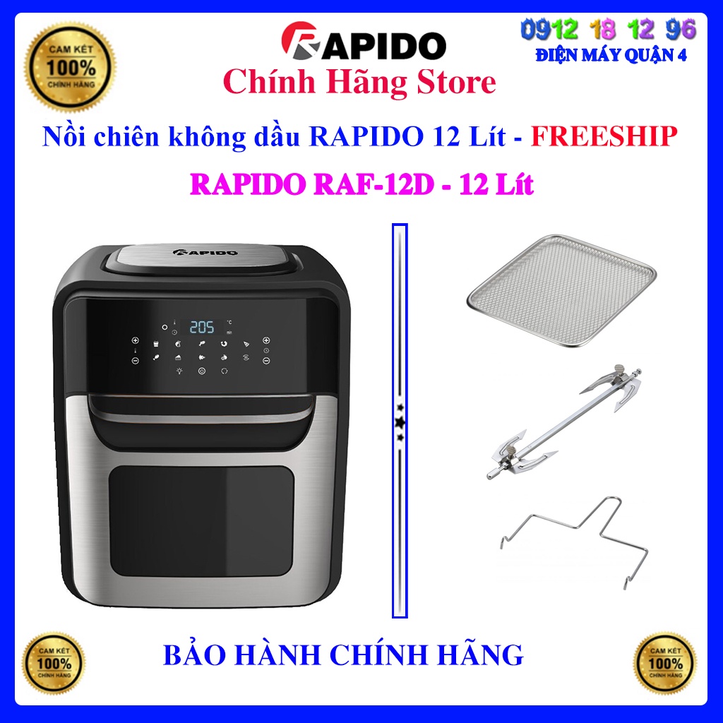 Nồi chiên không dầu RAPIDO RAF-12D - Hàng chính hãng