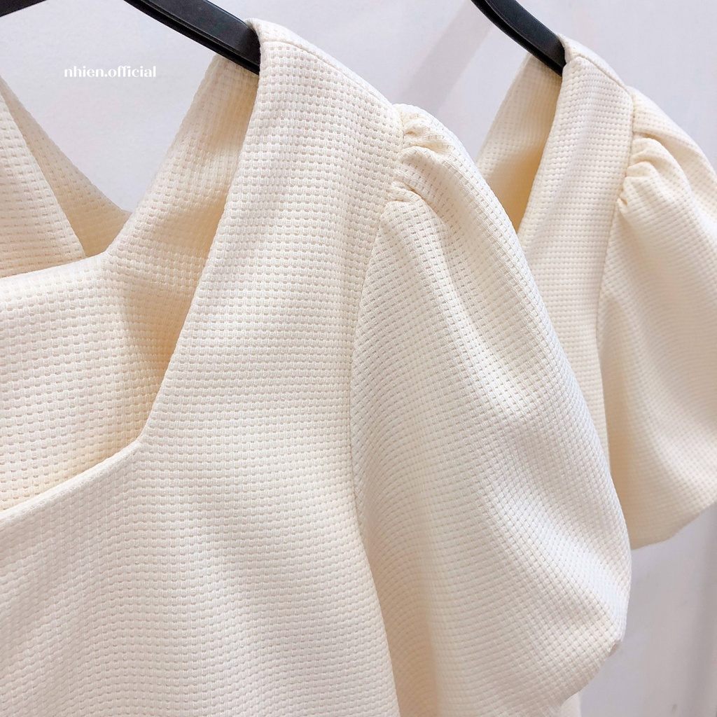 Áo kiểu cổ vuông nữ nhiennhienvintage BA79