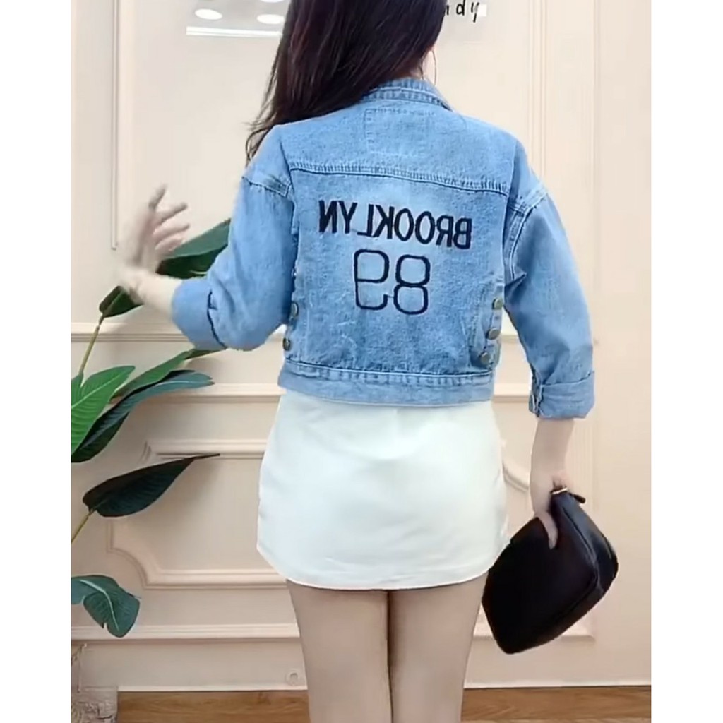 Áo khoác jean nữ Bông cúc trắng Brooklyn Vouge cao cấp form 48-59kg Chiwawa shop giá sỉ C61