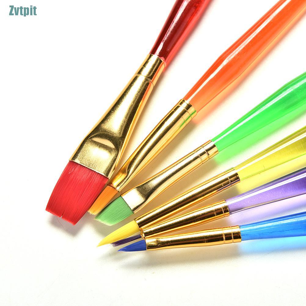 Set 6 cọ vẽ tranh màu nước cán nilon cho bé