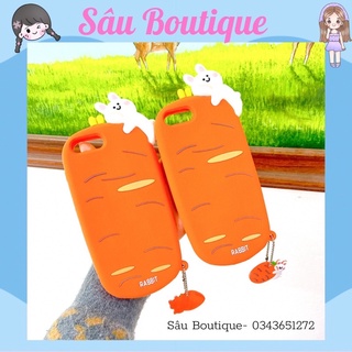 Ốp lưng iphone silicon thú leo cà rốt kèm móc khoá cute siêu mềm ip6/ 6s/ 6pl/ 6spl/ 7pl/ 8pl/ x/ xs/ xsm/ 11prm/ 12prm