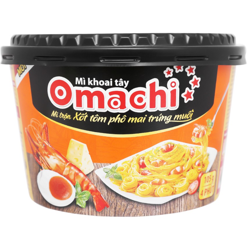 Mì trộn omachi tô xốt tôm phô mai trứng muối 105g/tô