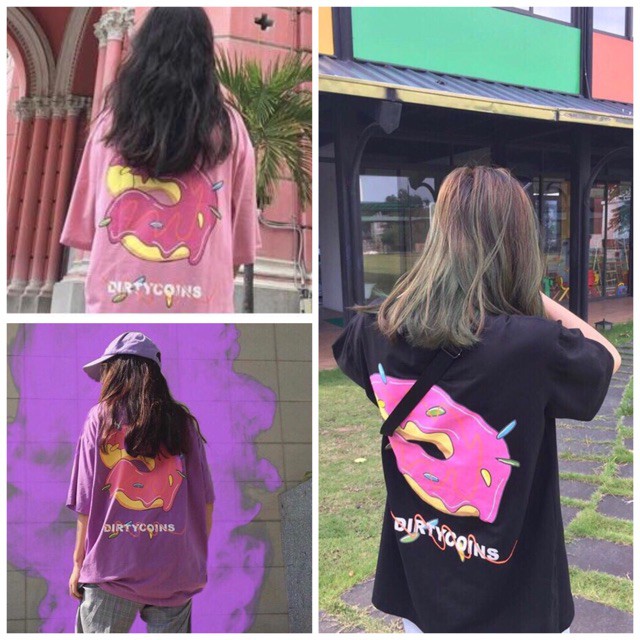 Áo thun form rộng oversize unisex nam nữ hình bánh donut DIRTY COINS (Kèm ảnh thật)
