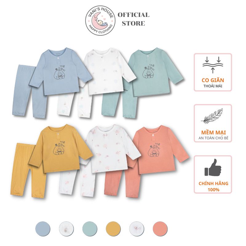 Punchun bộ dài tay cổ trụ cho bé trai bé gái thu đông PUAW2022