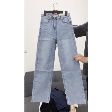Quần jeans Ống đứng Xanh Nhạt ( Hàng Qc )