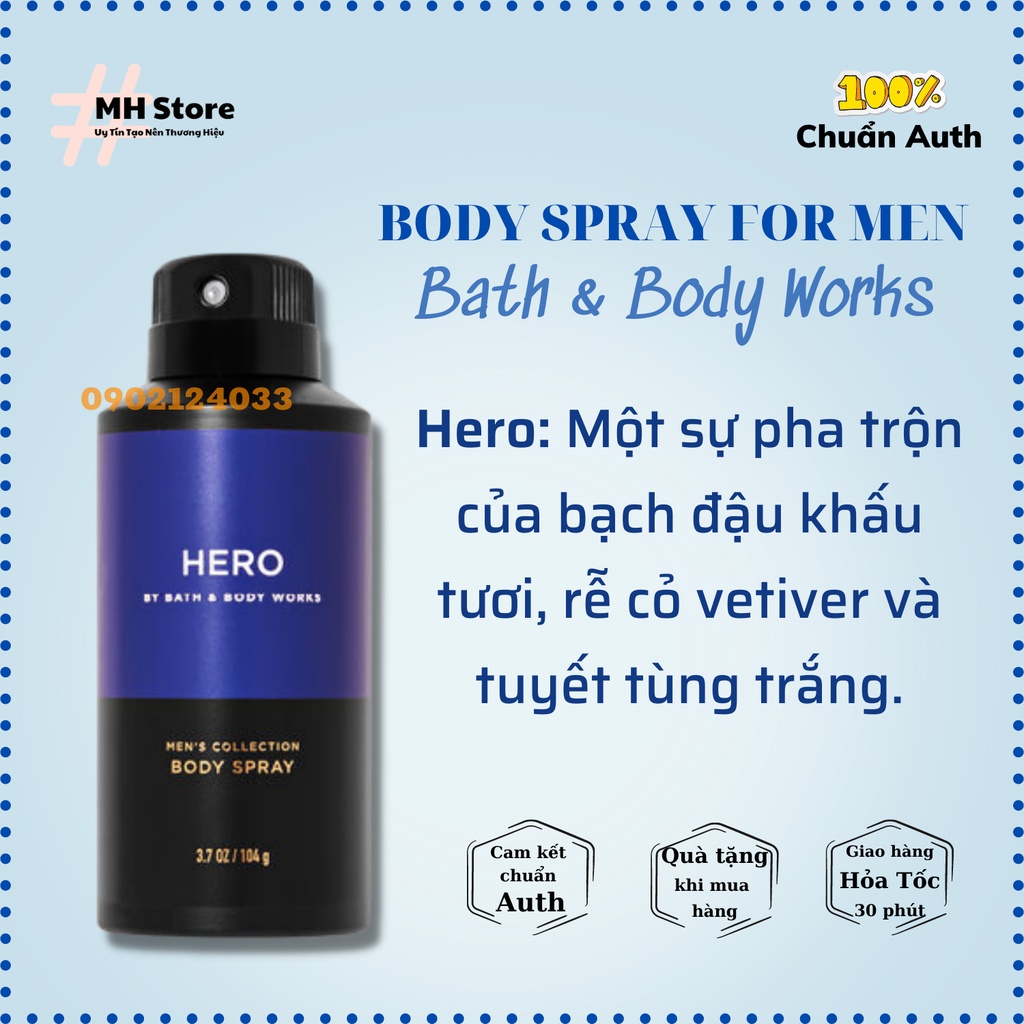 Body Spray Xịt Toàn Thân cho Nam Bath & Body Works chính hãng Mỹ - 104g MH Store