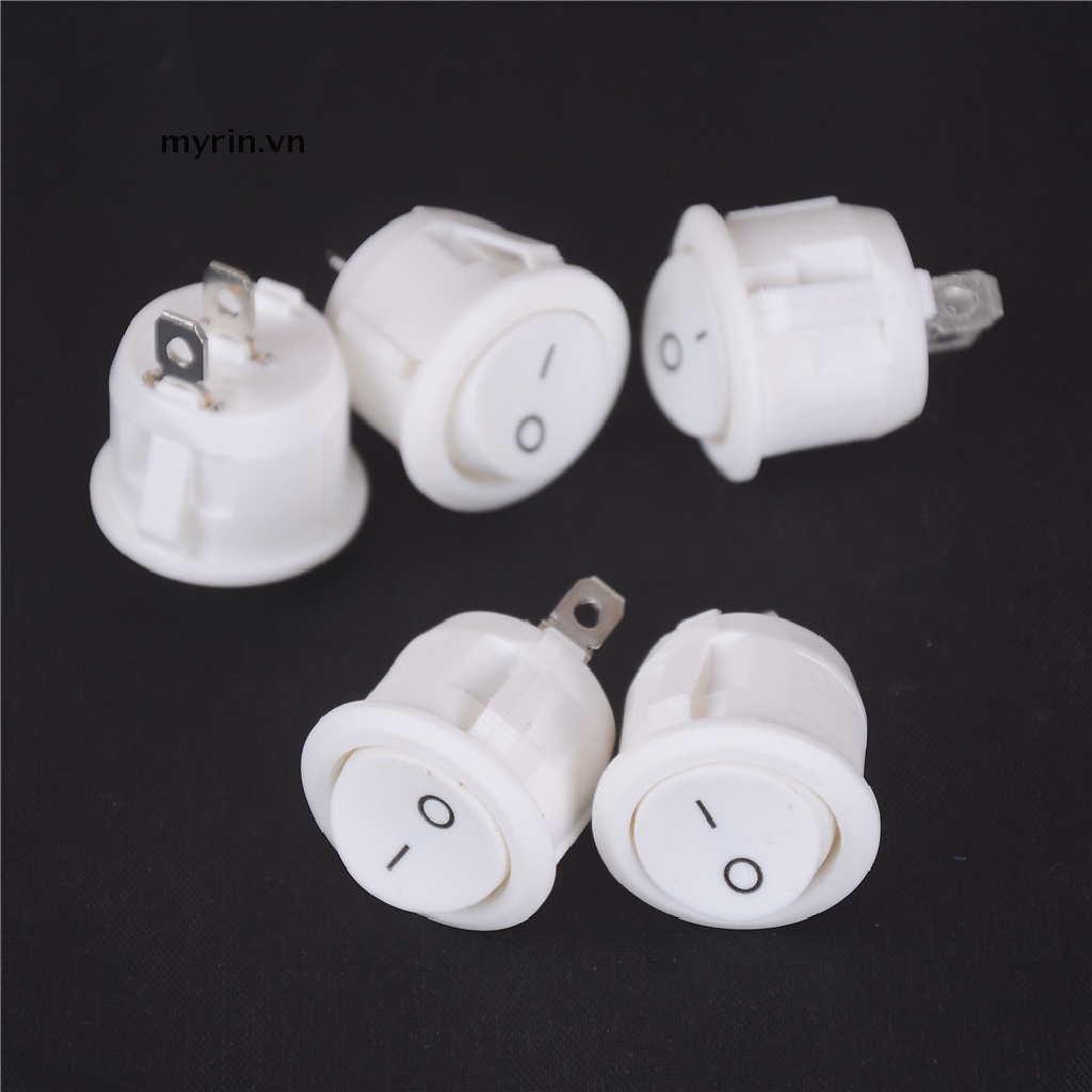 Set 5 Công Tắc Bật Tắt Hình Tròn Mini Màu Trắng 2 Chấu 20mm 12V