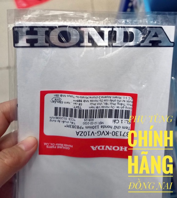 TEM CHỮ HONDA MÀU INOX NỀN ĐỎ/ĐEN CHÍNH HÃNG HONDA