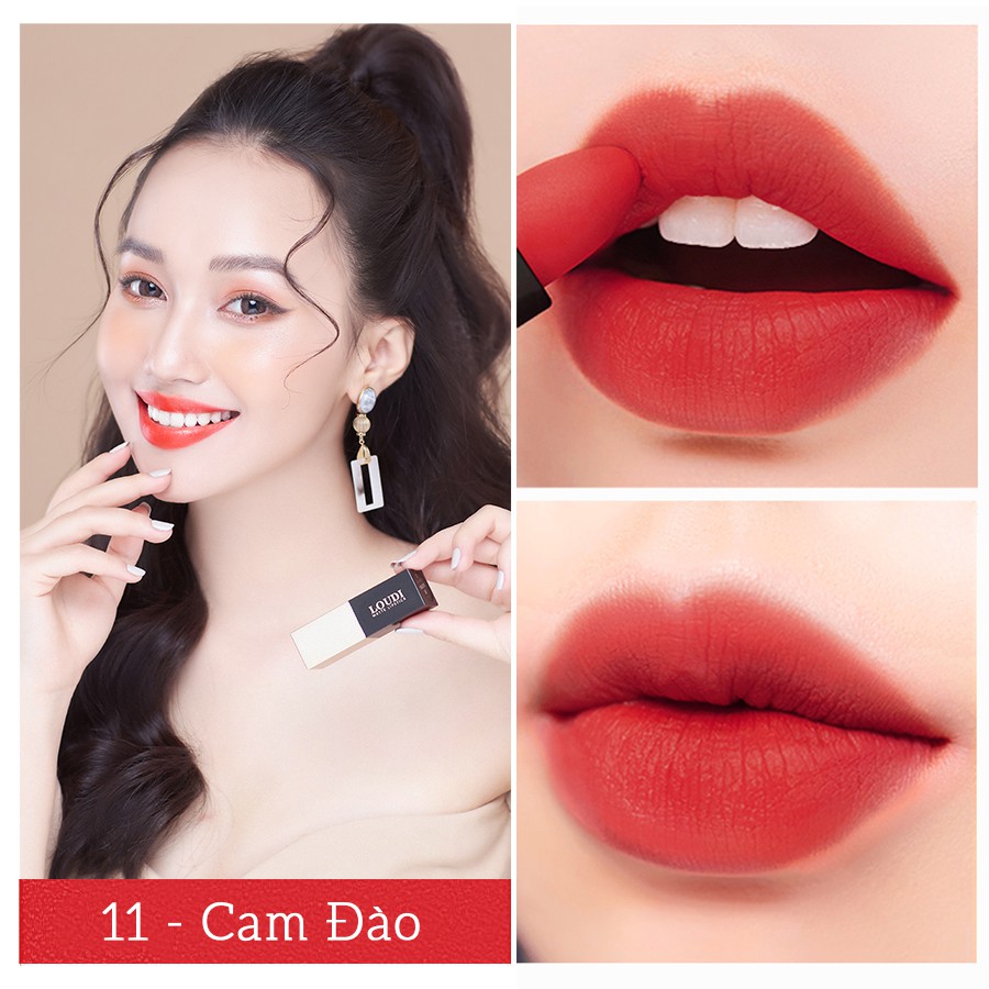 Son sáp lì màu cam đào 3.5g Loudi LDS11CĐ chính hãng