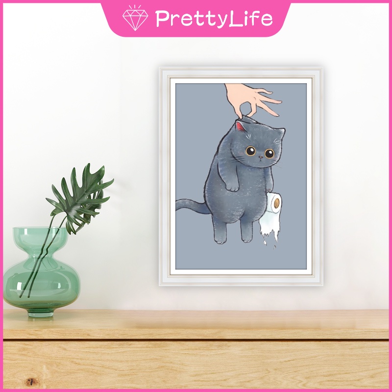 Tranh đính đá 5D tự làm hình mèo con 30x40cm/40x50cm