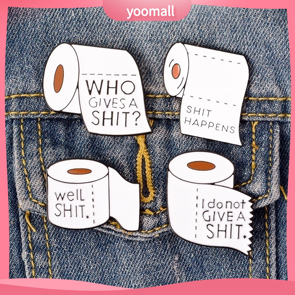 Ghim cài quần áo tráng men thiết kế cuộn giấy in chữ ngộ nghĩnh làm quà tặng trang sức