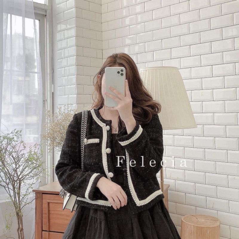 Áo cardigan khoác dạ len viền cao cấp