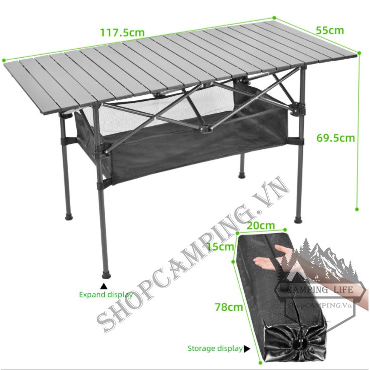 Bàn xếp dã ngoại, cắm trại mặt vân đá cẩm thạch, chịu lực lên đến 120kg | BigBuy360 - bigbuy360.vn