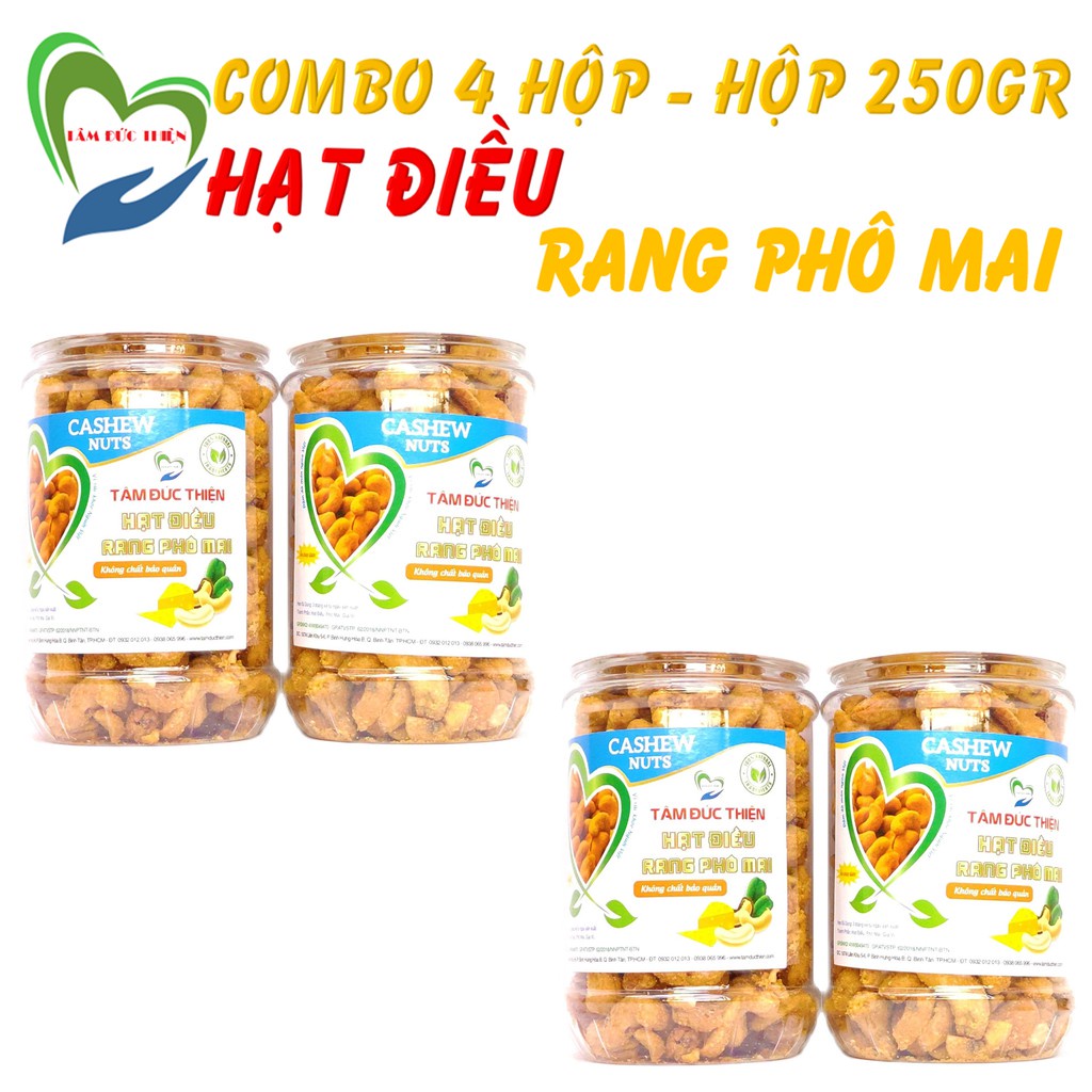 Combo 1KG Hạt Điều Rang Phô Mai[Nguyên Liệu Sạch]Tâm Đức Thiện - 4 Hộp 250GR