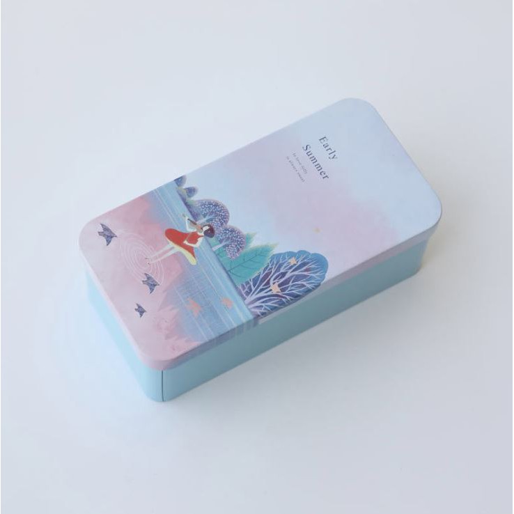 Hộp thiếc đựng đồ để bàn phong cách Hàn Quốc sáng tạo (Dài 16cm x Rộng 8cm x Cao 5.5cm)