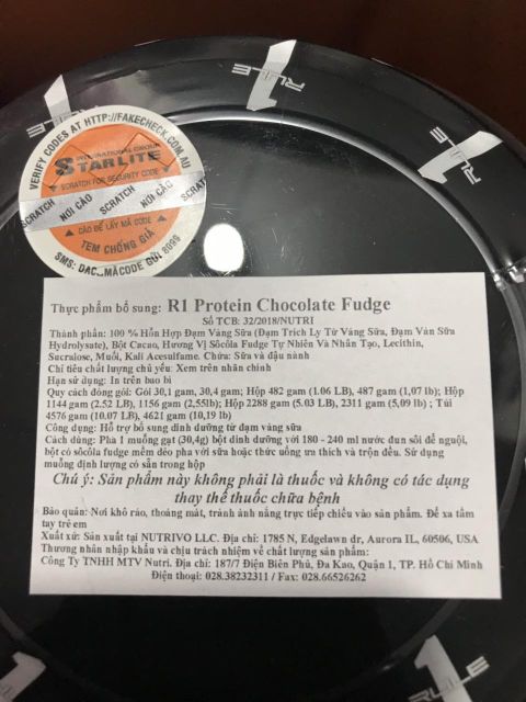 1Kg Sữa Tăng Cơ Rule 1 Whey Protien Gói Dùng Thử