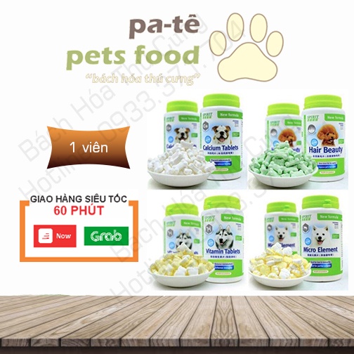 Viên Canxi/ Vitamin/ Khoáng/ Dưỡng lông bổ sung dinh dưỡng, kích thích ăn uống cho chó chính hãng Spirit