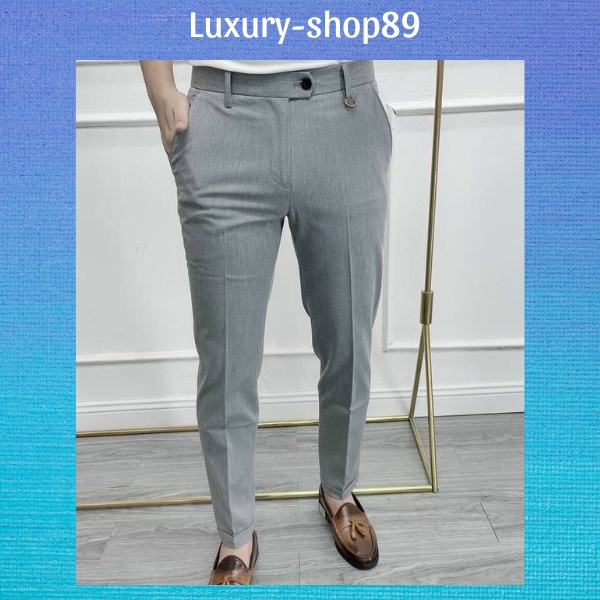 Quần Tây Nam, Quân Âu Nam Công Sở màu xám Dáng Ôm Chuẩn Vải Co Giãn Không Nhăn Luxuryshop89 - QTLX04