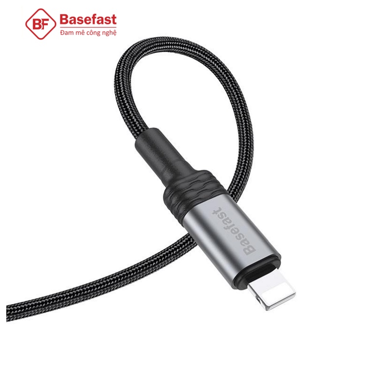 Dây sạc IP tự ngắt khi sạc đầy Basefast CSA01 - Cáp Bọc dù báo đèn LED cho IP 11 12 Pro 13 14 Pro Max