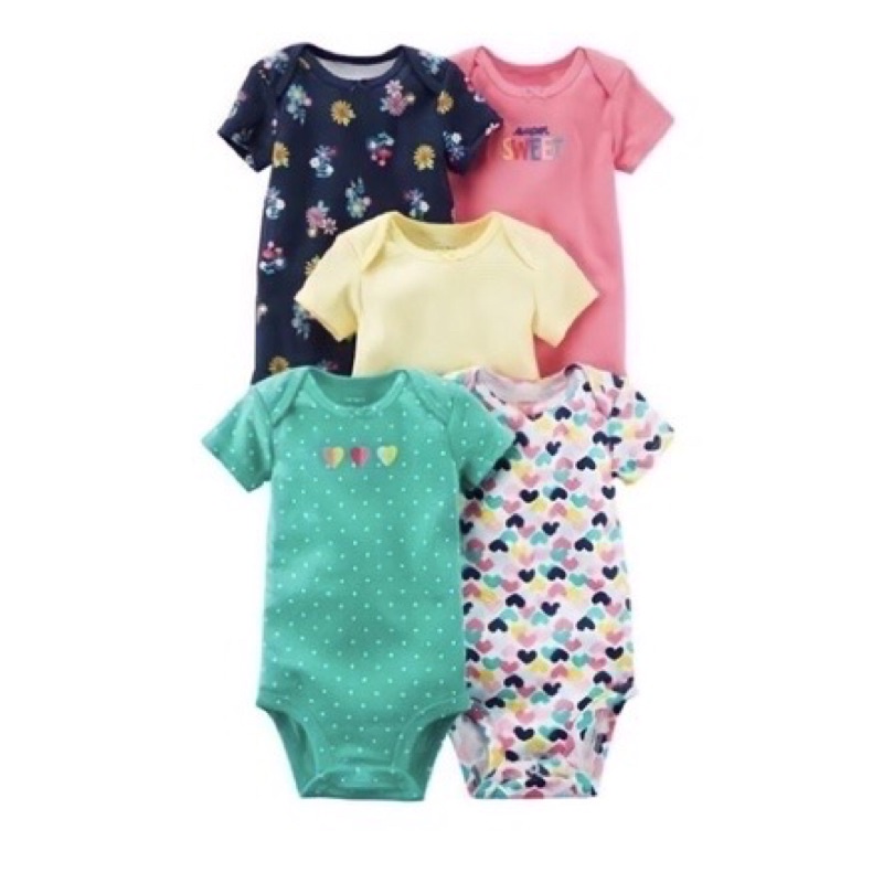set 5 body chip cộc tay cho bé ( màu như ảnh size 3 đến 24m)