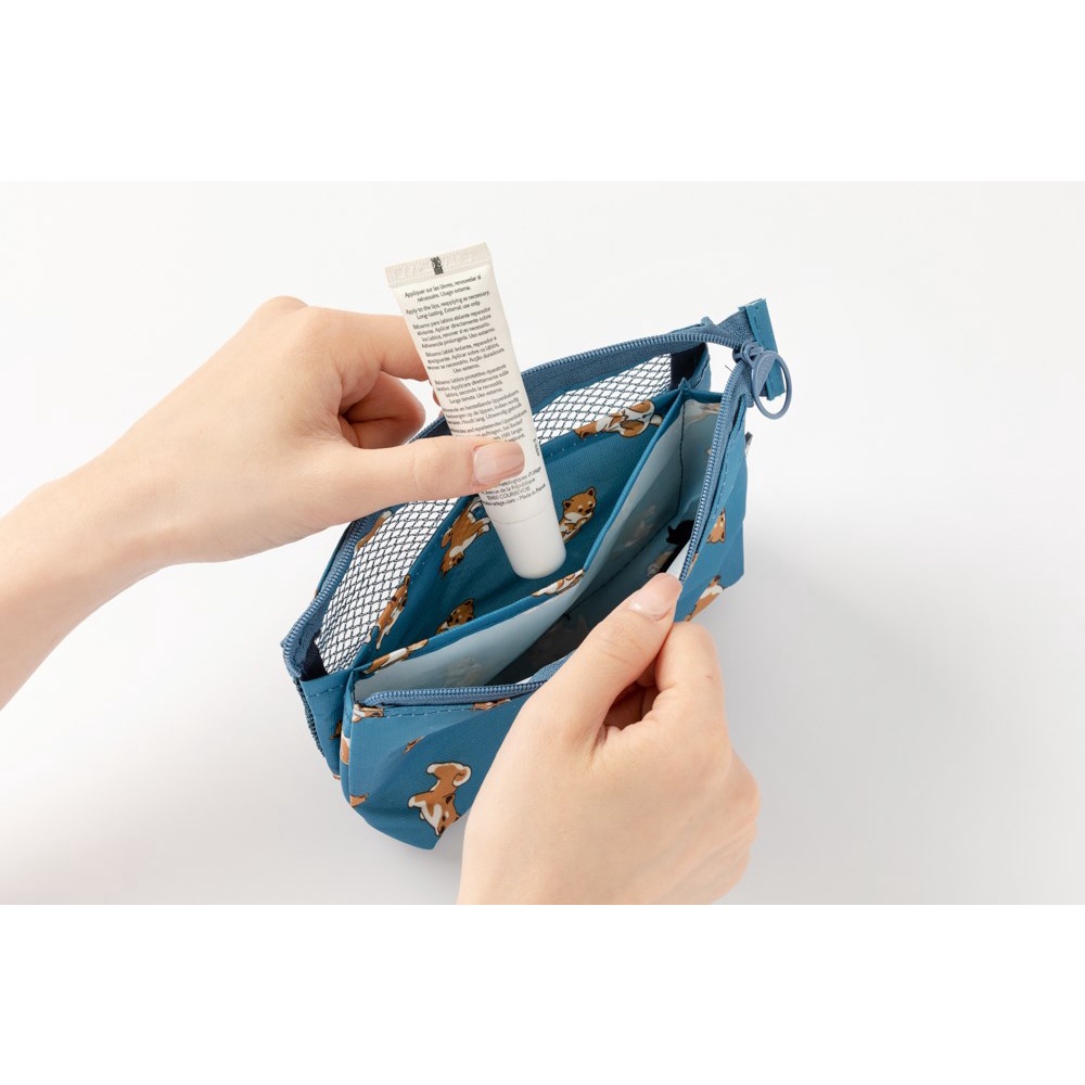 Túi Đựng Đồ Cá Nhân Mang Đi Du Lịch ARTBOX Hàn Quốc In Hình Chú Chó Shiba Màu Xanh Blue