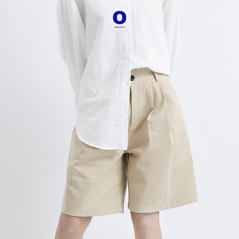 ODDA OUTFIT / Quần kaki ngắn phong cách Nhật Bản năng động, Quần Kaki màu Be.