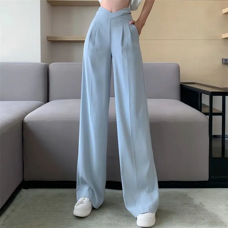 Quần Dài Ống Rộng Lưng Cao Màu Đen Phong Cách Retro Thời Trang Cho Nữ