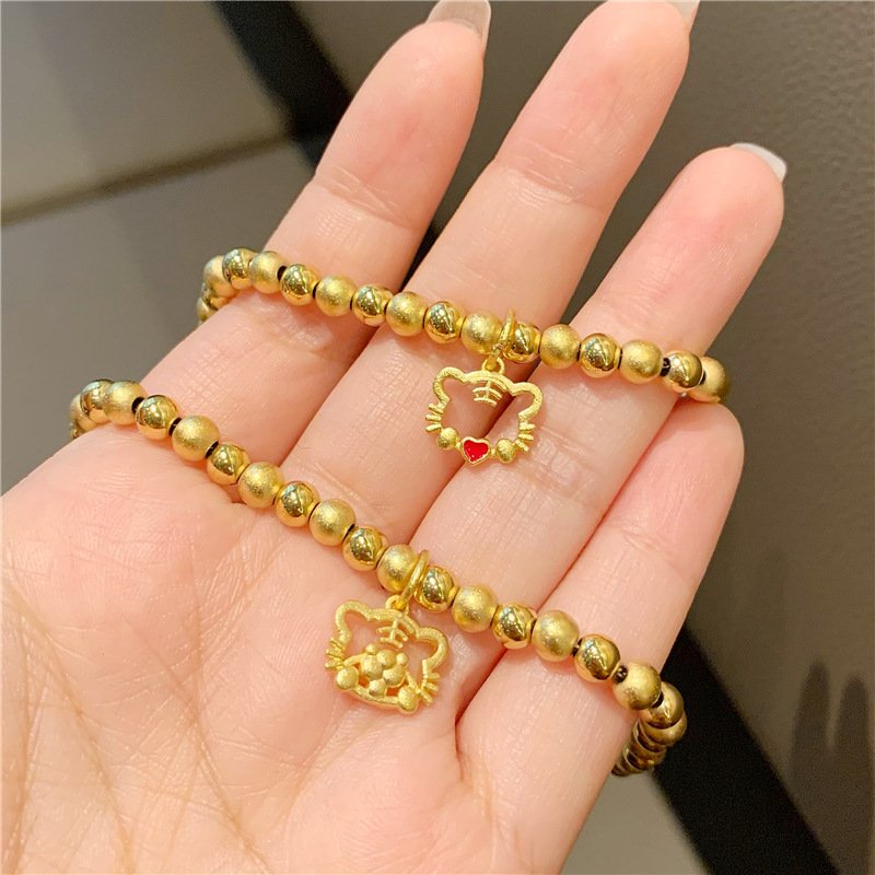 Lắc tay nữ kiểu bi mạ 18k hình mèo LB01