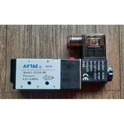 Van điện từ khí nén ⚡ CAO CẤP ⚡ Van điện từ 4V210-08-24VDC 1 coil AIRTAC độ bền cao ren 13
