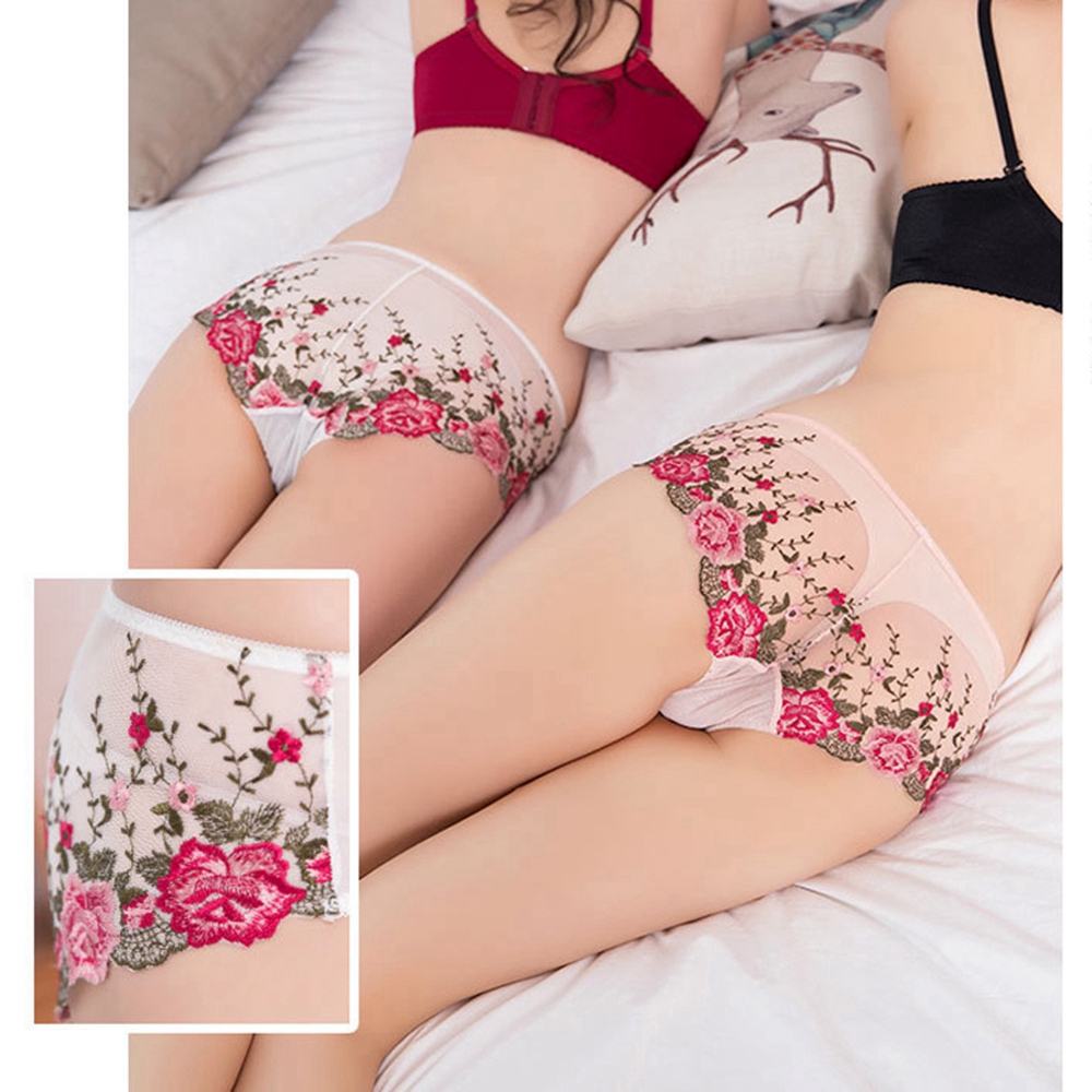 Quần lót thời trang nữ eo thấp phối ren xuyên thấu gợi cảm