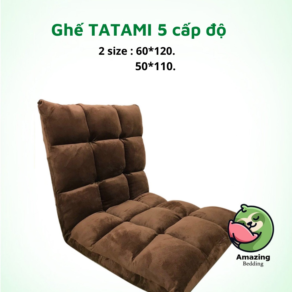 Ghế lười Tatami 5 cấp độ vải nhung cao cấp có thể tháo rời size 60-120cm