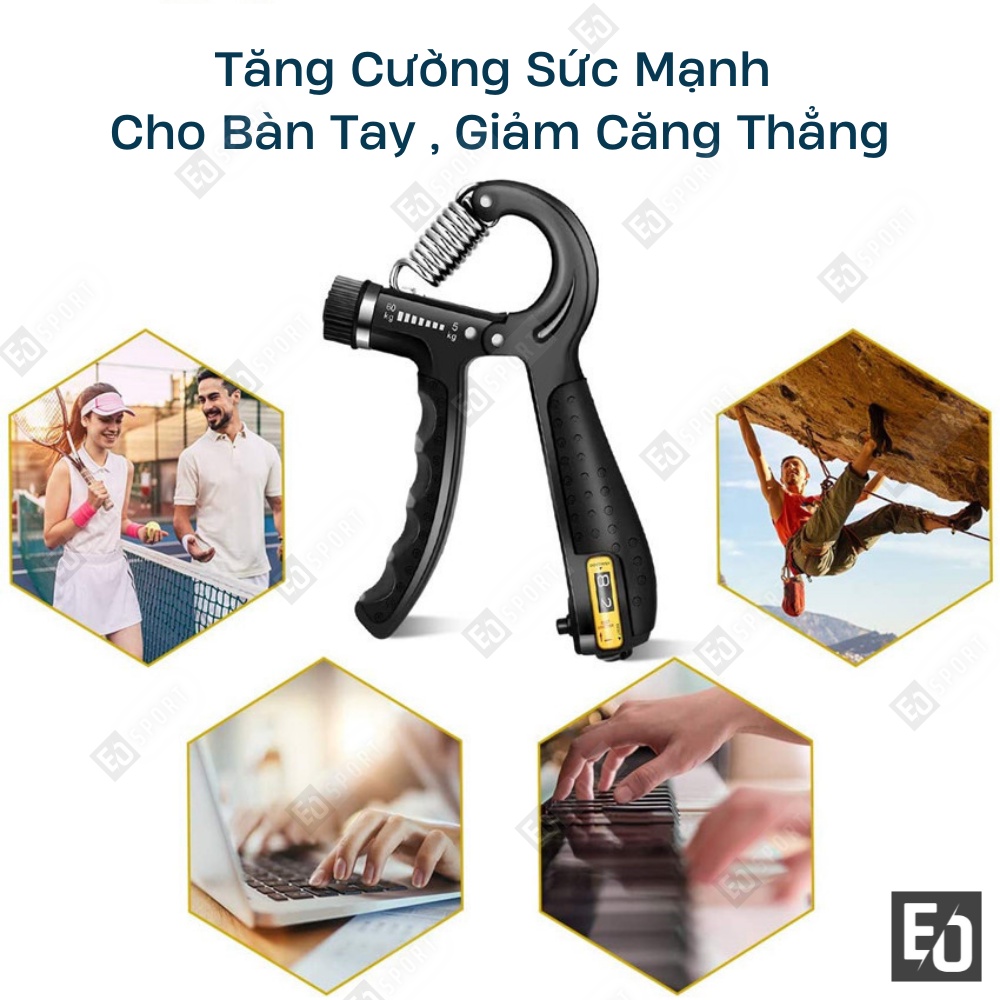 Kìm Bóp Cơ Tay Thể Thao Chữ A Chỉnh Lực 5-60Kg Đếm Số Thông Minh - EO.sportDZ