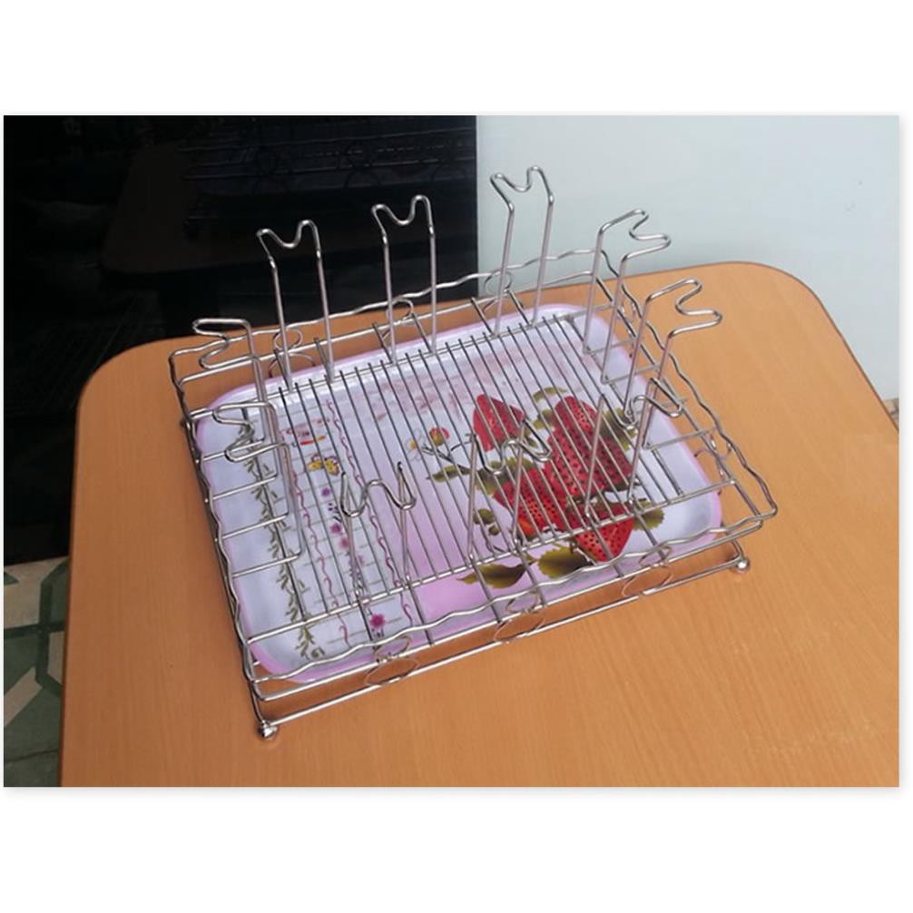 Khay úp ly inox Thái Long cao cấp 25 x 33 x 17 cm - kèm khay phíp đựng nước
