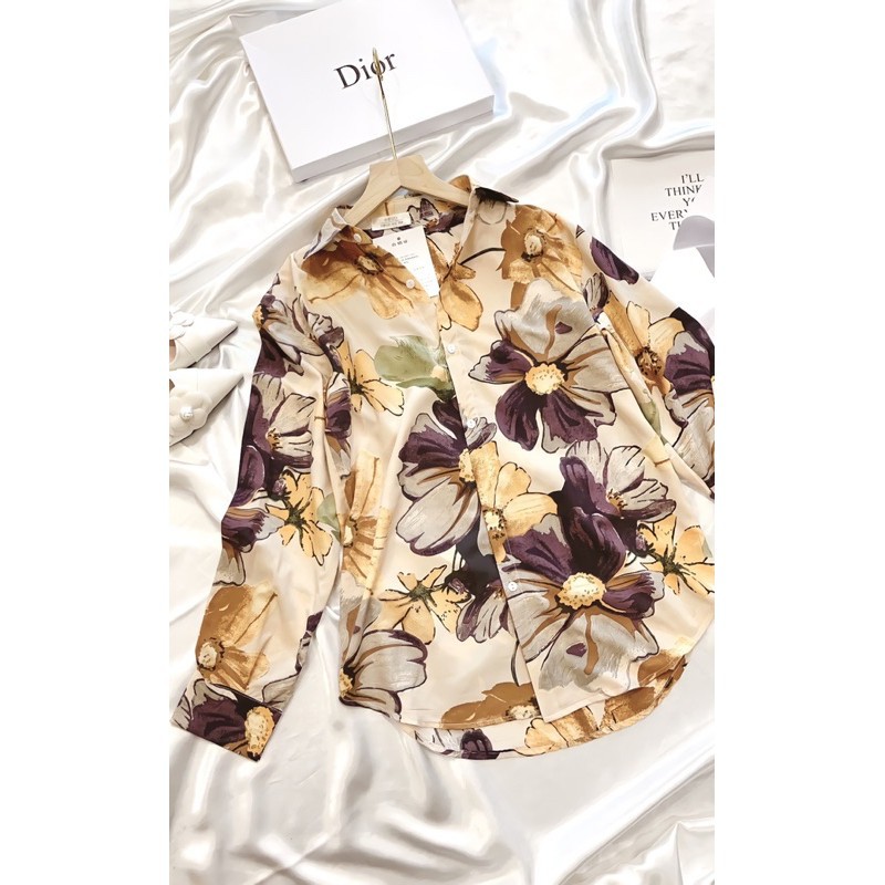 Sơ mi nữ dãi tay hoa vàng Vintage chất đẹp ZuLyShop | BigBuy360 - bigbuy360.vn