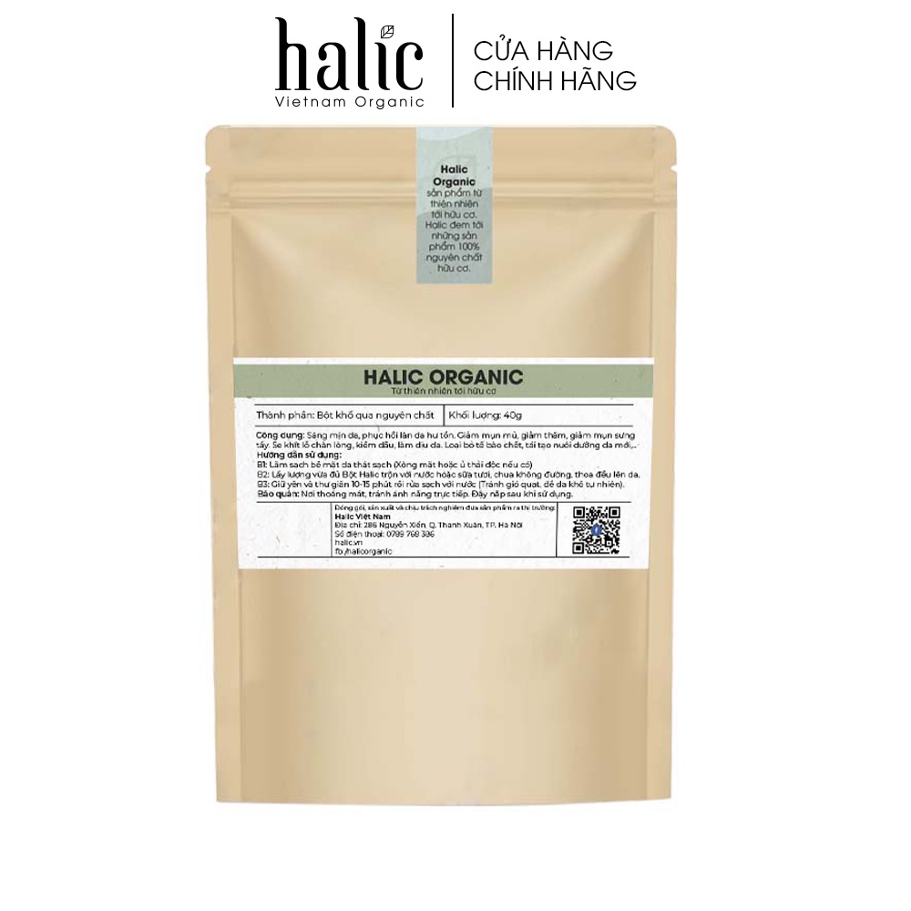 Bột Khổ Qua nguyên chất Halic Organic 40G đắp mặt nạ giảm mụn, mờ thâm nám, chống lão hóa và se khít lỗ chân lông
