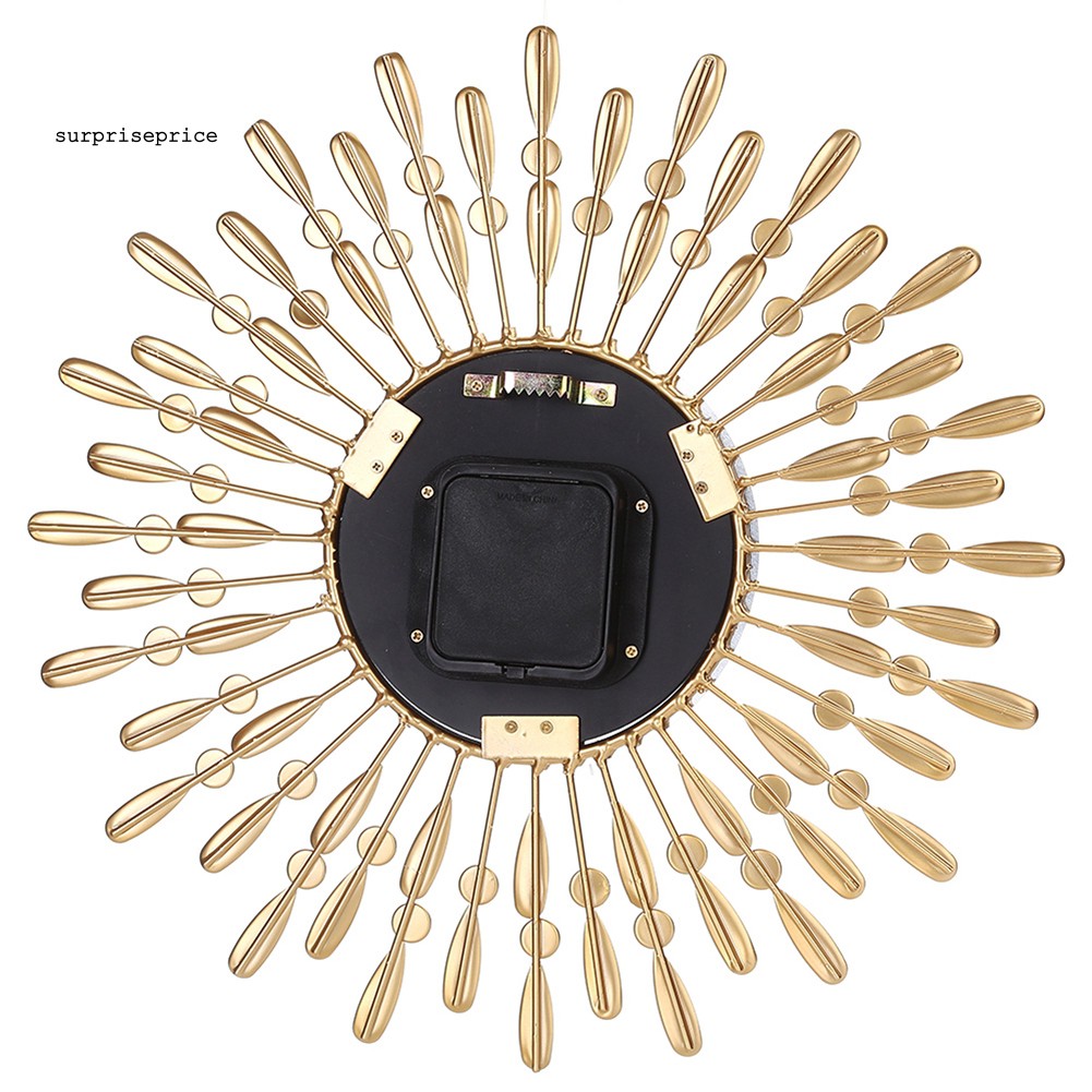 Đồng hồ lớn treo tường gắn đá lấp lánh hình mặt trời 15inch 3D phong cách hiện đại dùng trang trí nội thất