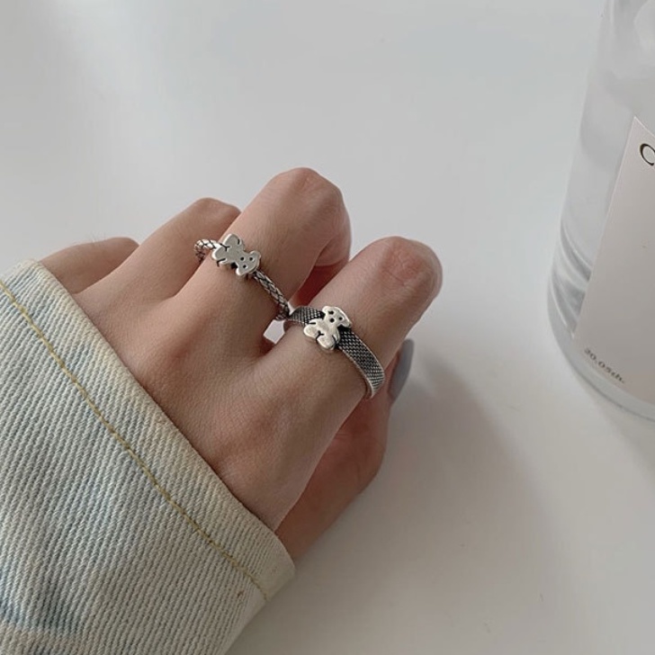 Nhẫn hở hình gấu phong cách Hàn Quốc có thể điều chỉnh cho nữ