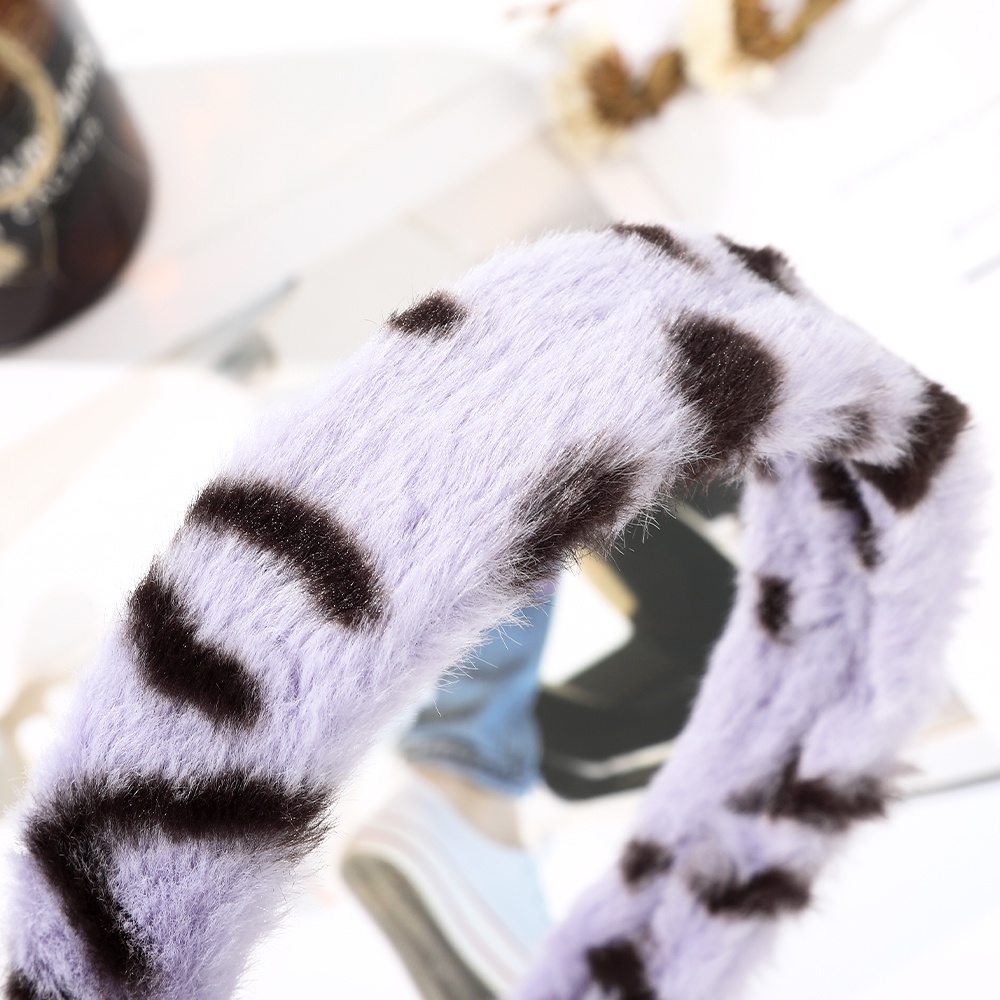 Cài tóc HAIMEIKANG bằng lông nhung họa tiết da báo chống trượt thời trang thu đông độc đáo