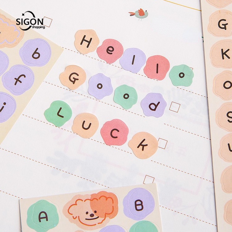 Stick Chữ Hinh Dan Chữ Miếng Dán Ghi Chú Hình Tròn In Chữ Tiếng Anh Độc Đáo Trang Trí DIY