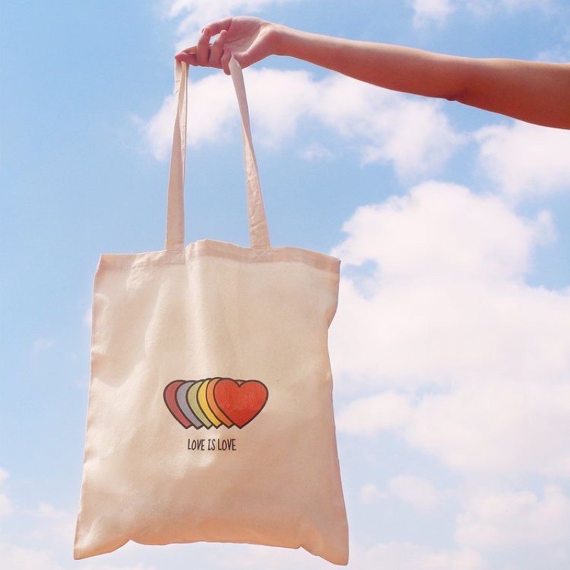 Túi tote vải canvas in hình theo yêu cầu túi đeo vai có khoá miệng